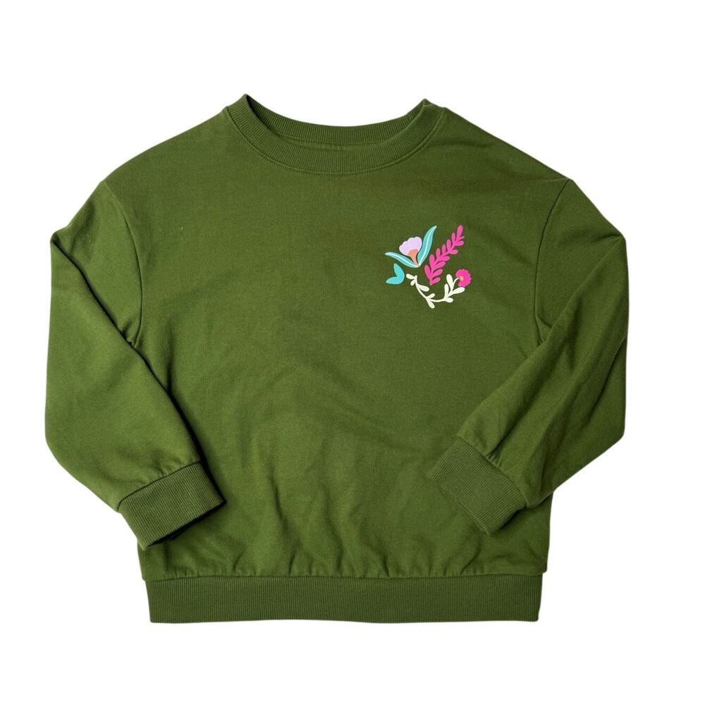 Target Kids Latino Heritage Month Green Floral Bird Sweatshirt Size 4/5